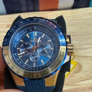 Invicta Blue and Gold Chronograph Watch